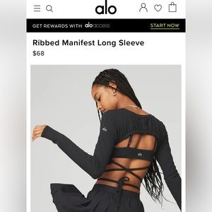 (BRAND NEW) Alo Yoga Ribbed Manifest Long Sleeve - Black - XS